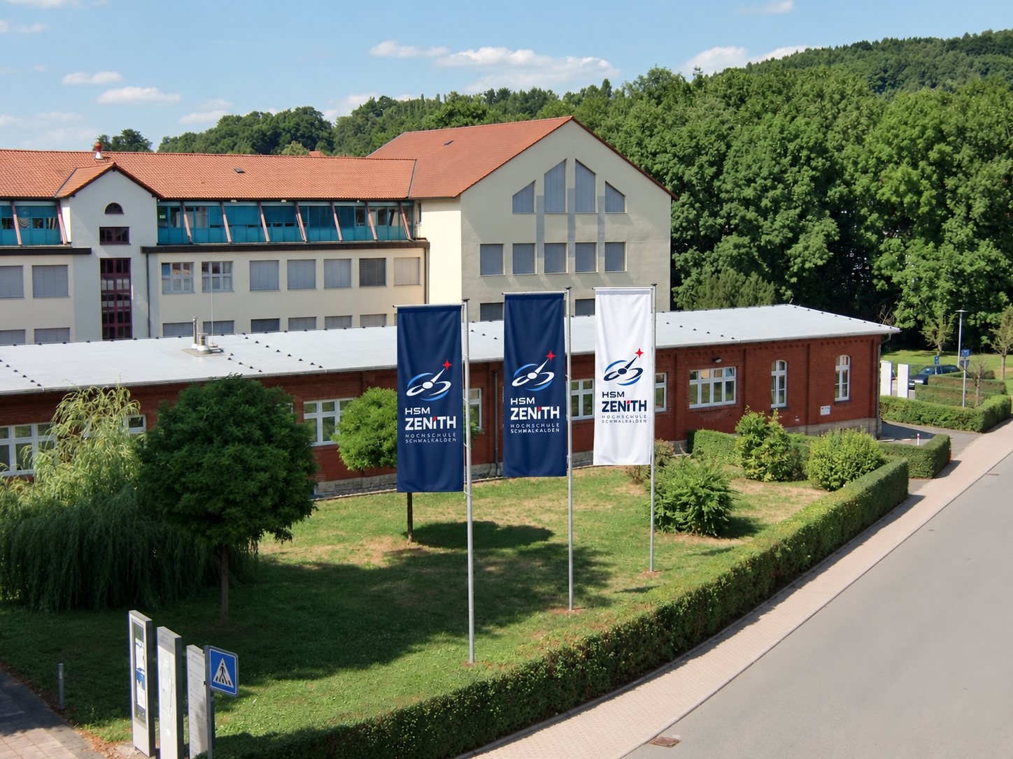 HSM Zenith flags on campus